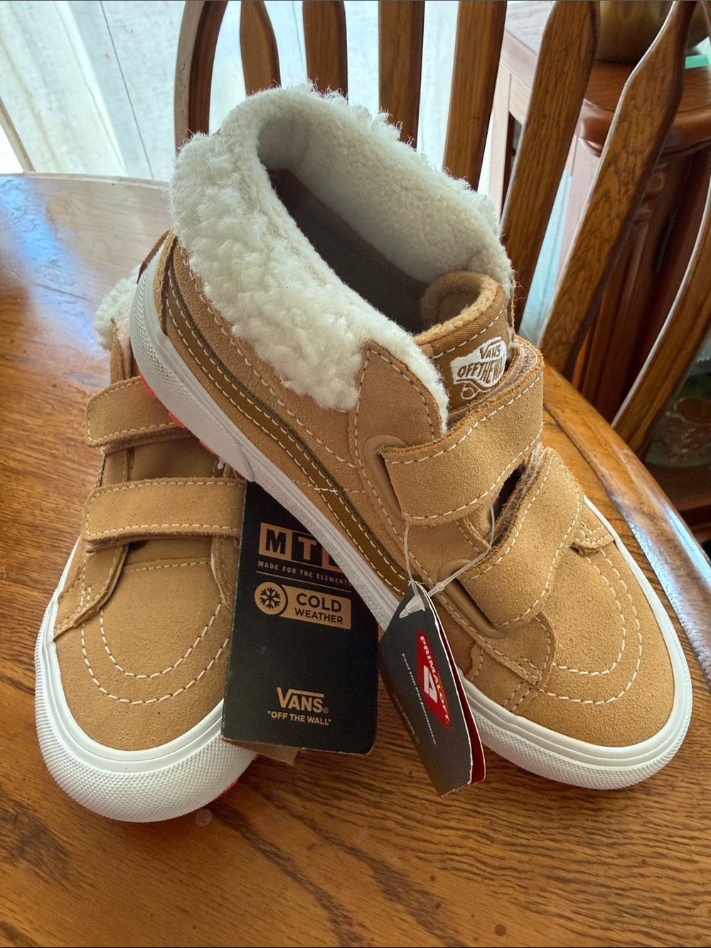 Vans Kids MTE Chestnut Brown & White Sneakers with Pink Soles SIZE 1 unisex - Picture 8 of 9